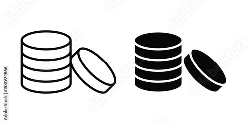 Coins stack icon vector logo. icons in solid, editable strokes.