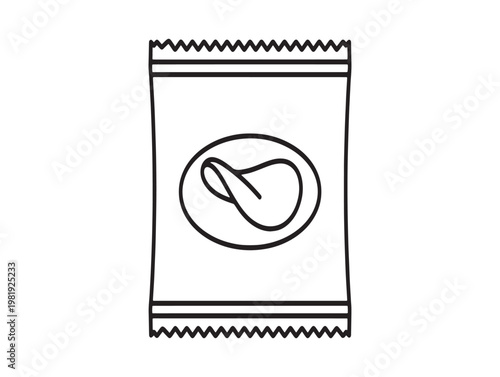 Hand drawn sketch of a snack food package with a potato chip design isolated on white