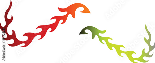 Set of tribal flame fire side car vinyl sticker design vector. 