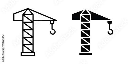 Crane icon vector logo. icons in solid, editable strokes.