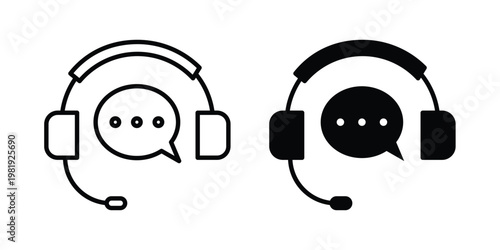 Customer support icon vector logo. icons in solid, editable strokes.