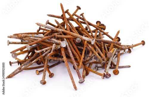 Pile of rusty nails authentic photography