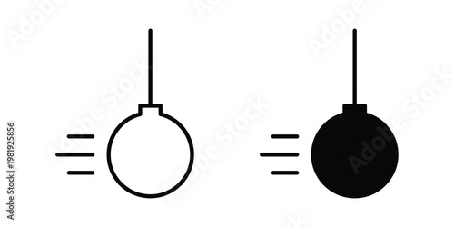 Demolition ball icon vector logo. icons in solid, editable strokes.