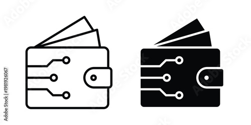 Digital wallet icon vector logo. icons in solid, editable strokes.