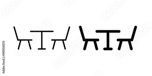 Dinner table icon vector logo. icons in solid, editable strokes.
