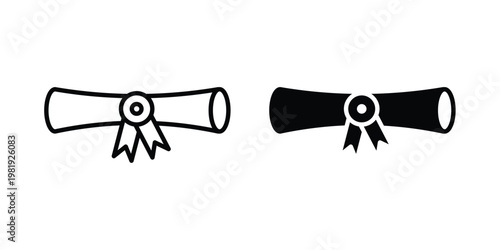 Diploma icon vector logo. icons in solid, editable strokes.