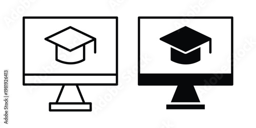 E learning icon vector logo. icons in solid, editable strokes.