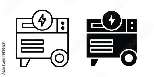 Electric generator icon vector logo. icons in solid, editable strokes.