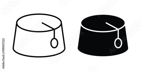 Fez hat icon vector logo. icons in solid, editable strokes.