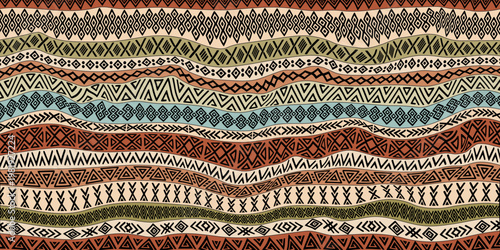 Ethnic pattern, hand-drawn ethnic geometric elements, tribal pattern African or Indian vector design
