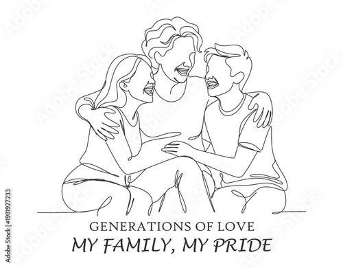 Mothers Day silhouette minimal line art vector illustration clean white background elegant family love design