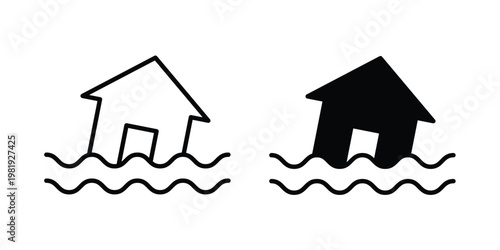 Flood icon vector logo. icons in solid, editable strokes.