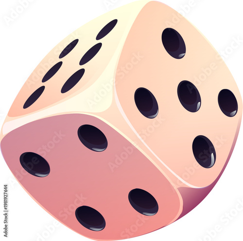 Cartoon casino gambling game dice cube icon. Gamble risk prize vector pictogram, jackpot play icon. Casino luck chance sign or gambling fortune game symbol with smooth rounded edges pink dice
