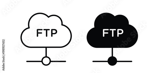 FTP icon vector logo. icons in solid, editable strokes.