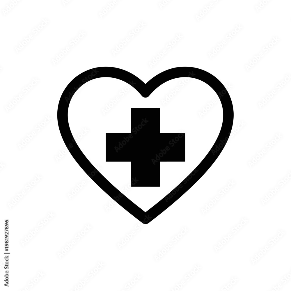 Fototapeta premium Heart shape with medical cross inside, symbolizing health, care, and life