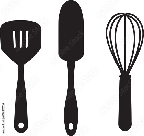 Kitchen utensils silhouette vector illustration 
 for cooking
