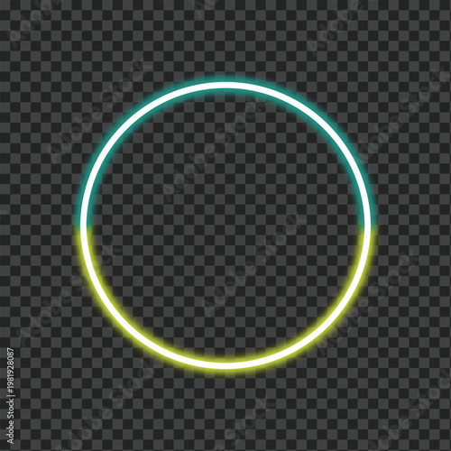 Abstract circular neon border with blue and green gradient light effect for tech design