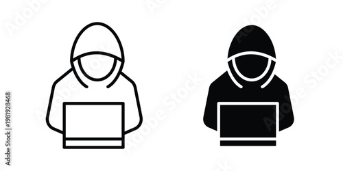 Hacker icon vector logo. icons in solid, editable strokes.