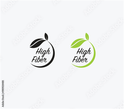 High Fiber vector icon. food icon. Green and black color, Food logo
