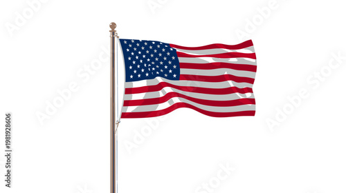 Waving American Flag on a Flagpole, A Vivid Representation of National Pride and Freedom