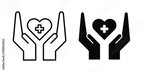 Health insurance icon vector logo. icons in solid, editable strokes.