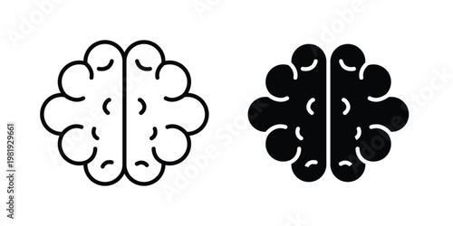 Human brain icon vector logo. icons in solid, editable strokes.