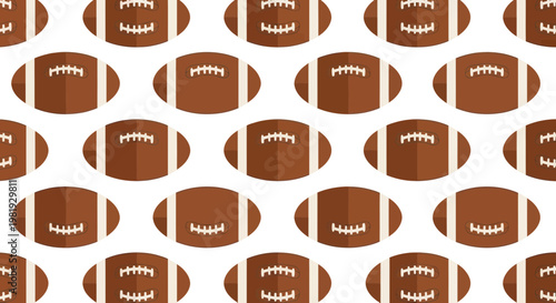 American Football Pattern Background, Sports Game Equipment, Seamless Repetition
