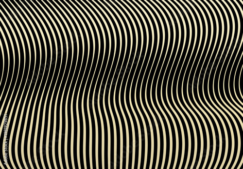 Fondo abstracto de líneas onduladas verticales en color crema sobre un fondo negro sólido