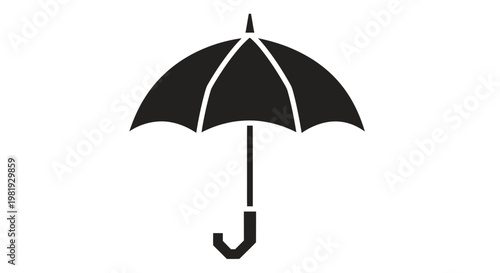 Black Umbrella Icon Silhouette on White Background