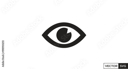 Simple black eye icon on white background - vector illustration