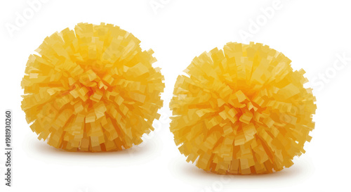 Two Yellow Dandelion Seeds Spheres Close Up Isolated on White Background