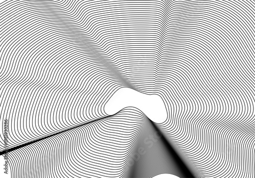 Fondo abstracto de red de líneas onduladas negras entrelazadas