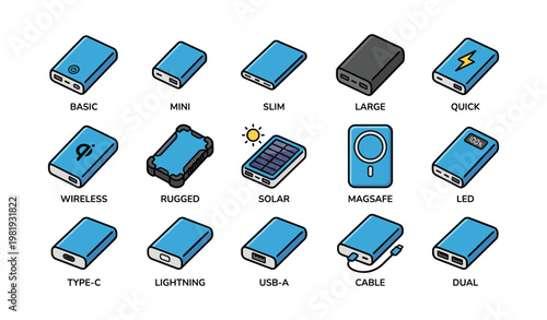 Various portable charger types including wireless, solar, and magsafe options