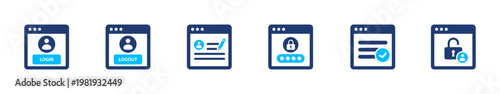 User access icons set, Solid icon elements