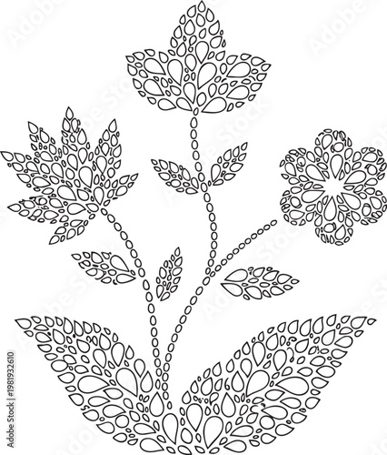 Abstract floral plant design made of teardrop shapes with teardrop, abstract