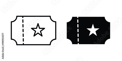 Movie ticket icon vector logo. icons in solid, editable strokes.
