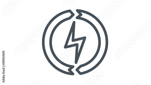Bild auf Leinwand Renewable energy vector icon illustration featuring a lightning bolt symbol inside a circular arrow cycle, representing sustainable power, green electricity, and eco-friendly technology