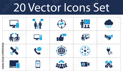 Vector icons set for communication, Technology, And networking concepts