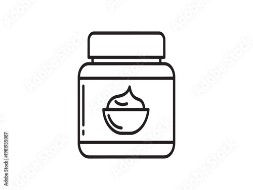 Simple line drawing of a cream jar a minimalist cosmetic product representation