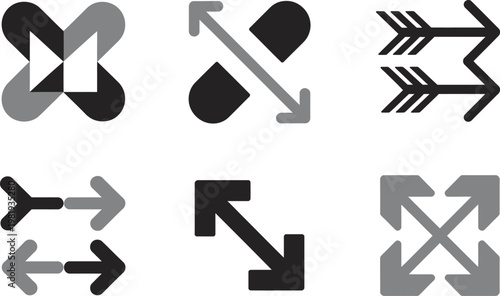 Collection of diverse arrow signs for navigation interface and user experience web site mapping tools