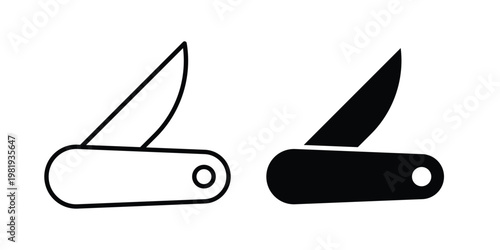 Pocket knife icon vector logo. icons in solid, editable strokes.