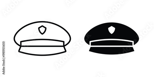 Police cap icon vector logo. icons in solid, editable strokes.