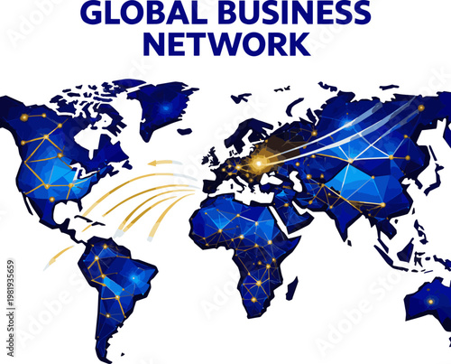 Create a realistic business world map vector art with white background.