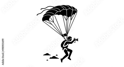 Person parachuting through the air freely.