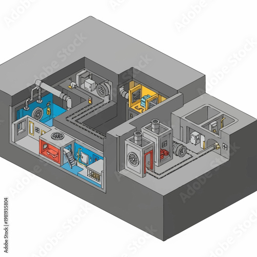 Cutaway illustration of a nuclear power plant reactor building showing internal components and systems.