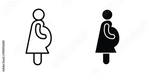 Pregnant woman icon vector logo. icons in solid, editable strokes.
