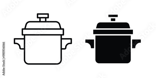 pressure cooker icon vector logo. icons in solid, editable strokes.
