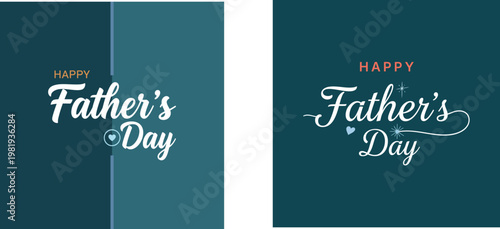 Father's day greeting cards elegant teal designs with calligraphic text