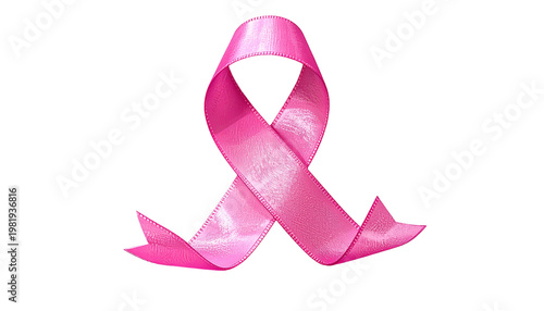 Pink ribbon, a symbol of awareness, on a black backdrop