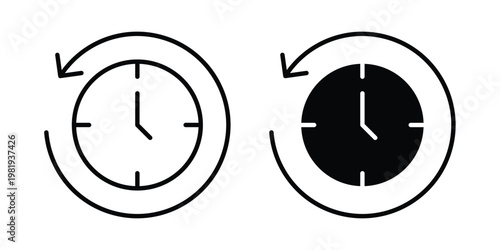 Rewind time icon vector logo. icons in solid, editable strokes.